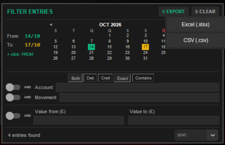 Export to Excel or CSV